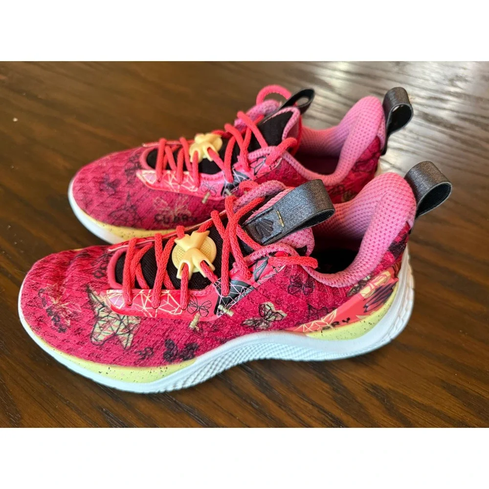Under Armour Curry Flow 10 Kids 5.5Y Pink Excellent Unicorn Butterfly Girl Dad